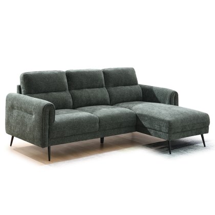 Valentia 3.5 Seater Sofa With Chaise RHF Fabric Winter Moss