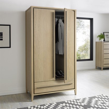 Rimini 2 Door Wardrobe Aged Oak & Weathered Oak