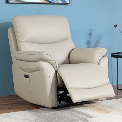 Tirso Electric Reclining Armchair Leather Pale/Light Grey Tirso Electric Reclining Armchair Leather Pale/Light Grey