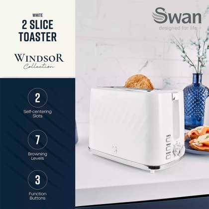 Windsor Textured 2 Slice Toaster (Multiple Colours)