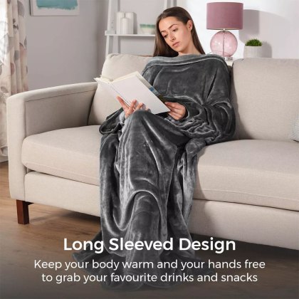 Carmen Fleece Heated Wearable Throw 155cm x 183cm Grey
