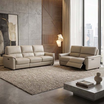 Ladina Electric Reclining 3 Seater Sofa With Adjustable Lumbar & Headrest Fabric