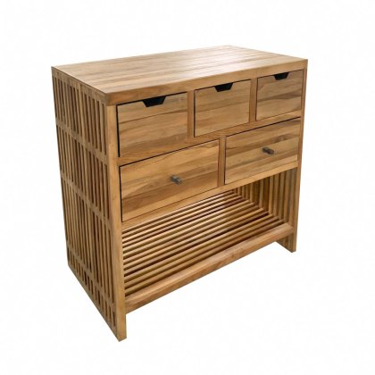 Bay 5 Drawer Console Table Teak