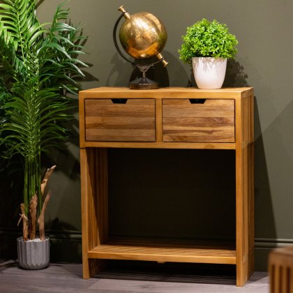 Bay 2 Drawer Console Table Teak (Multiple Sizes)