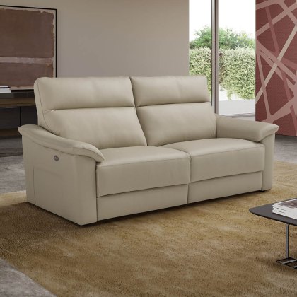 Odette 3 Seater Electric Reclining Sofa With 2 Recliners Leather Category B