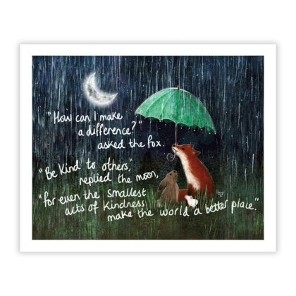 Artko Kindness 32cm x 26cm Picture By Fox Under Moon Series White Frame Artko Kindness 32cm x 26cm Picture By Fox Under Moon Series White Frame