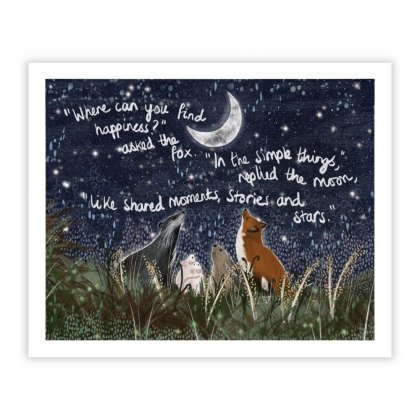 Artko Simple Things 32cm x 26cm Picture By Fox Under Moon Series White Frame Artko Simple Things 32cm x 26cm Picture By Fox Under Moon Series White Frame