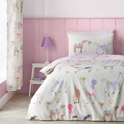 Happy Horses Reversible Single Duvet Cover Set Cream