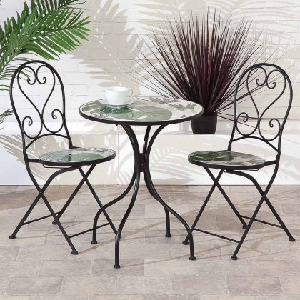 Leaf 2 Person Iron & Mosaic Outdoor Bistro Set