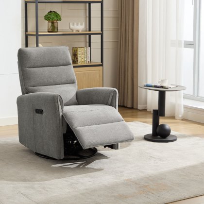 Texan Electric Reclining Swivel Rocker Fabric Light Grey