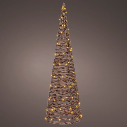 Micro LED Cone Wicker Brown With Classic White Lights 60cm Micro LED Cone Wicker Brown With Classic White Lights 60cm