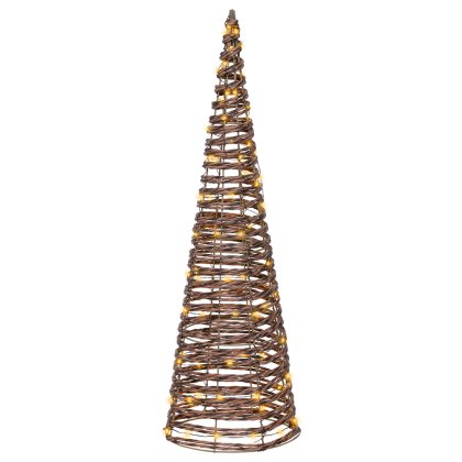 Micro LED Cone Wicker Brown With Classic White Lights 60cm Micro LED Cone Wicker Brown With Classic White Lights 60cm