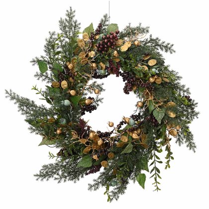 Gold Leaf & Berries Wreath 60cm Gold Leaf & Berries Wreath 60cm
