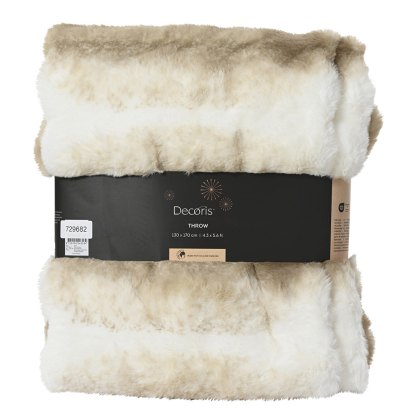 Faux Fur Throw Brown & White 170cm x 130cm Faux Fur Throw Brown & White 170cm x 130cm