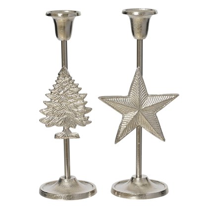 Candleholder Silver 24cm (Choice Of 2) Candleholder Silver 24cm (Choice Of 2)
