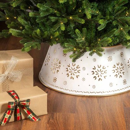 Tree Ring White With Gold Design 57cm