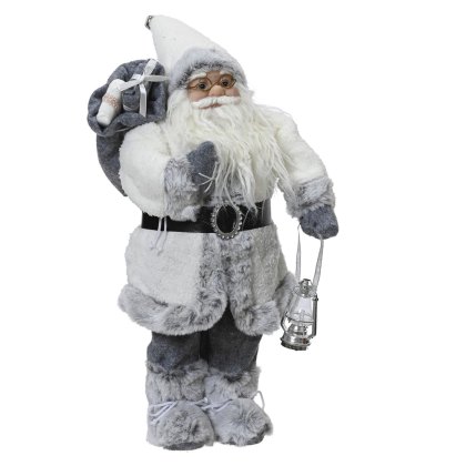 Santa With Presents & Lantern White 23cm Santa With Presents & Lantern White 23cm