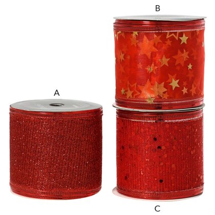 Decorative Ribbon Red With Glitter 270cm (Choice Of 3) Decorative Ribbon Red With Glitter 270cm (Choice Of 3)
