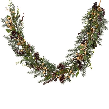 Berries & Gold Leaf Garland 6ft/180cm Berries & Gold Leaf Garland 6ft/180cm