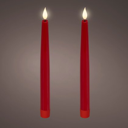 LED Realistic Candle Red 24.5cm (Set Of 2) LED Realistic Candle Red 24.5cm (Set Of 2)