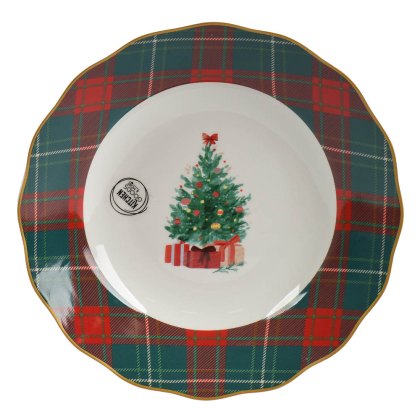 Soup Bowl With Christmas Tree & Tartan Edge Soup Bowl With Christmas Tree & Tartan Edge