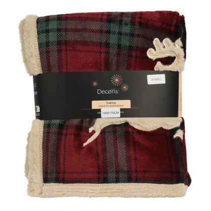 Tarten Throw With Deer Patchwork 170cm x 130cm Tarten Throw With Deer Patchwork 170cm x 130cm