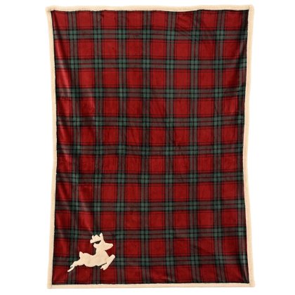 Tarten Throw With Deer Patchwork 170cm x 130cm Tarten Throw With Deer Patchwork 170cm x 130cm