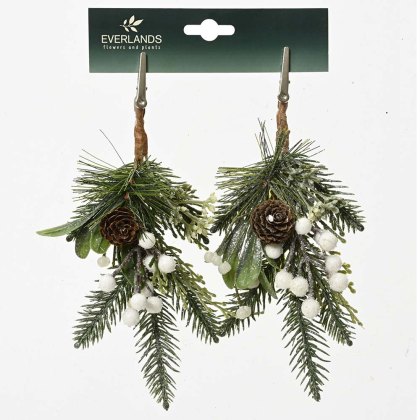 Modern Clip With Wooden Balls, Pinecones & Eucalyptus 22cm Modern Clip With Wooden Balls, Pinecones & Eucalyptus 22cm