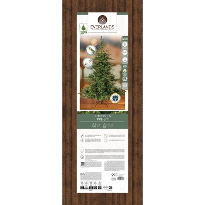 6ft/180cm Prelit Grandis Fir Christmas Tree Green 6ft/180cm Prelit Grandis Fir Christmas Tree Green