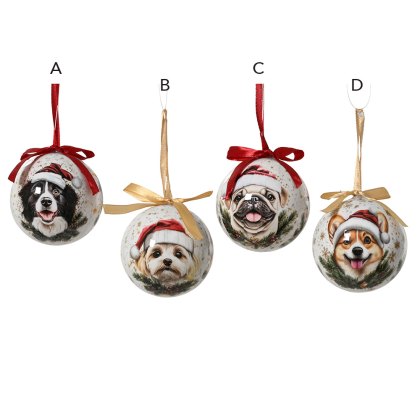 Bauble With Dog Face 8cm (Choice Of 4) Bauble With Dog Face 8cm (Choice Of 4)