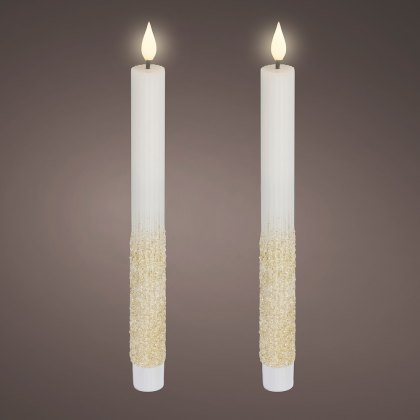 LED Wax Dinner Candle White 24.5cm (Set Of 2) LED Wax Dinner Candle White 24.5cm (Set Of 2)