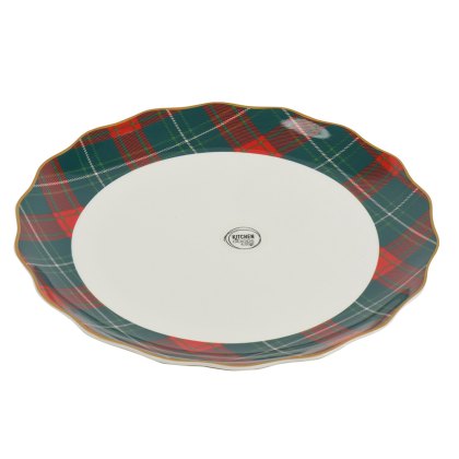 Dinner Plate With Christmas Tree & Tartan Edge Dinner Plate With Christmas Tree & Tartan Edge