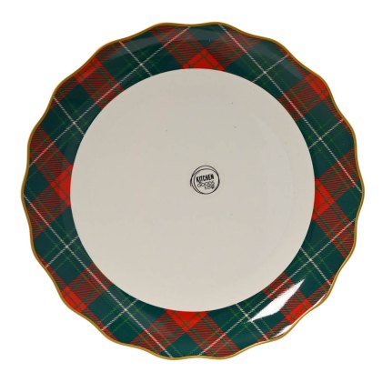 Dinner Plate With Christmas Tree & Tartan Edge Dinner Plate With Christmas Tree & Tartan Edge