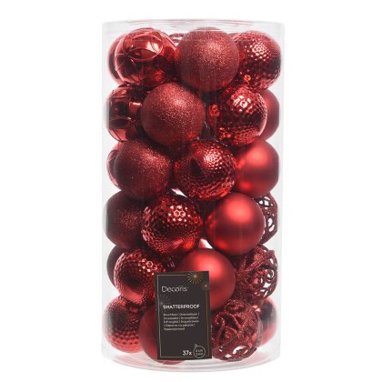 Baubles Christmas In Tube Red 6cm (Set Of 37) Baubles Christmas In Tube Red 6cm (Set Of 37)