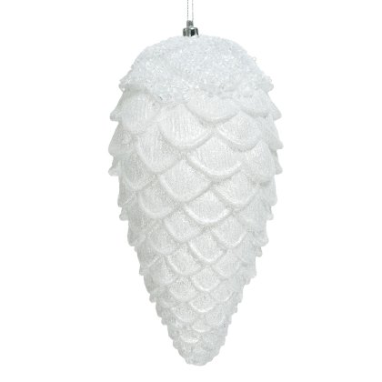 Shatterproof Pinecone With Glitter White 26.5cm Shatterproof Pinecone With Glitter White 26.5cm