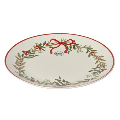 Dinner Plate With Holly Print Dinner Plate With Holly Print