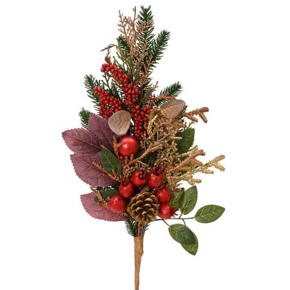 Red Berries, Green & Purple Leaves Spray 50cm Red Berries, Green & Purple Leaves Spray 50cm