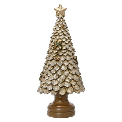 Polyresin Tree With Glitter Gold 23cm Polyresin Tree With Glitter Gold 23cm
