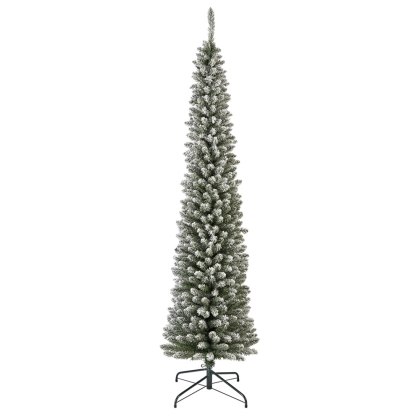 8ft/240cm Pencil Pine Snowy Christmas Tree Green 8ft/240cm Pencil Pine Snowy Christmas Tree Green