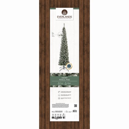 8ft/240cm Pencil Pine Snowy Christmas Tree Green 8ft/240cm Pencil Pine Snowy Christmas Tree Green