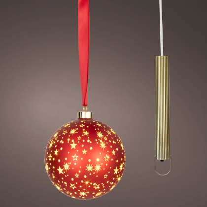 Micro LED Ball Red With Warm White Lights 14cm Micro LED Ball Red With Warm White Lights 14cm