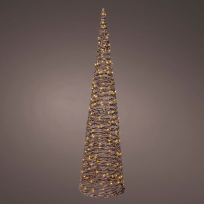 Micro LED Wicker Cone Brown With Classic White Lights 90cm