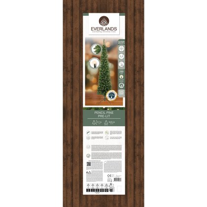 7ft/210cm Prelit Pencil Pine Christmas Tree Green 7ft/210cm Prelit Pencil Pine Christmas Tree Green