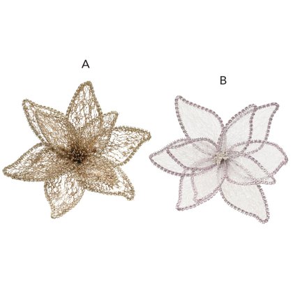 Poinsetta On Clip With Glitter & Sequins (Choice Of 2) Poinsetta On Clip With Glitter & Sequins (Choice Of 2)