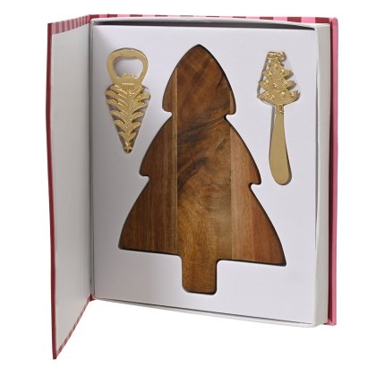Tree Shaped Cutting Board With Cheese Knife & Bottle Opener Tree Shaped Cutting Board With Cheese Knife & Bottle Opener