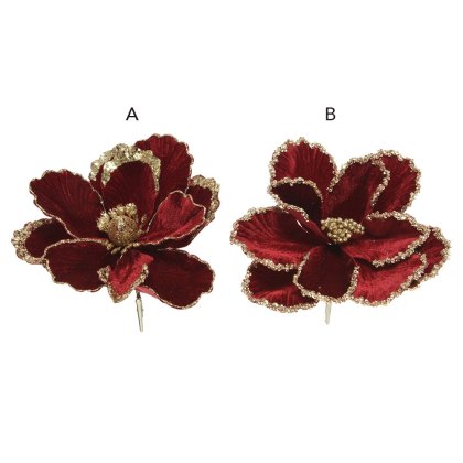 Magnolia Flower On Clip Oxblood 23cm Magnolia Flower On Clip Oxblood 23cm