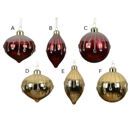 Glass Bauble With Glitter Lines 8cm (Choice Of 6) Glass Bauble With Glitter Lines 8cm (Choice Of 6)