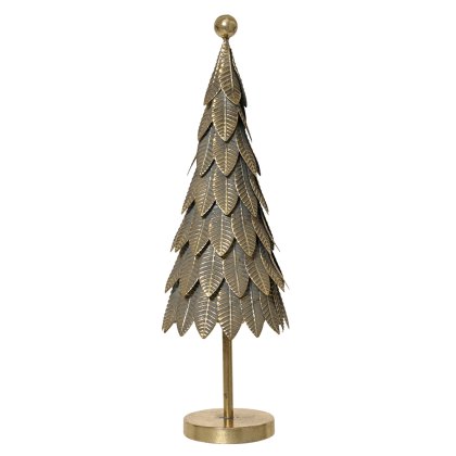 Iron Tree With 3D Leaves Antique Gold 54.5cm Iron Tree With 3D Leaves Antique Gold 54.5cm