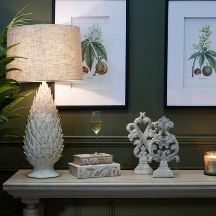 Grace Table Lamp Cream Base With Ivory Linen Shade Grace Table Lamp Cream Base With Ivory Linen Shade