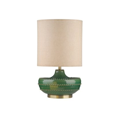 Mia Table Lamp Green Base With Beige Linen Shade Mia Table Lamp Green Base With Beige Linen Shade